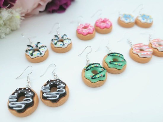 Donut Ohrringe bunte Glasur